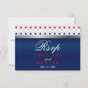 Red, White & Blue Patriotic Star Bröllop OSA Kort