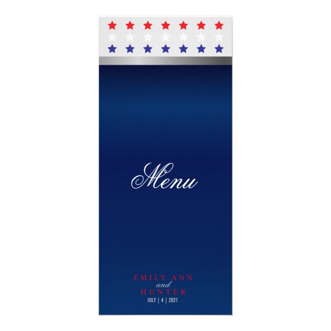 Red, White & Blue Patriotic Star - Menu Reklamkort (Framsidan)