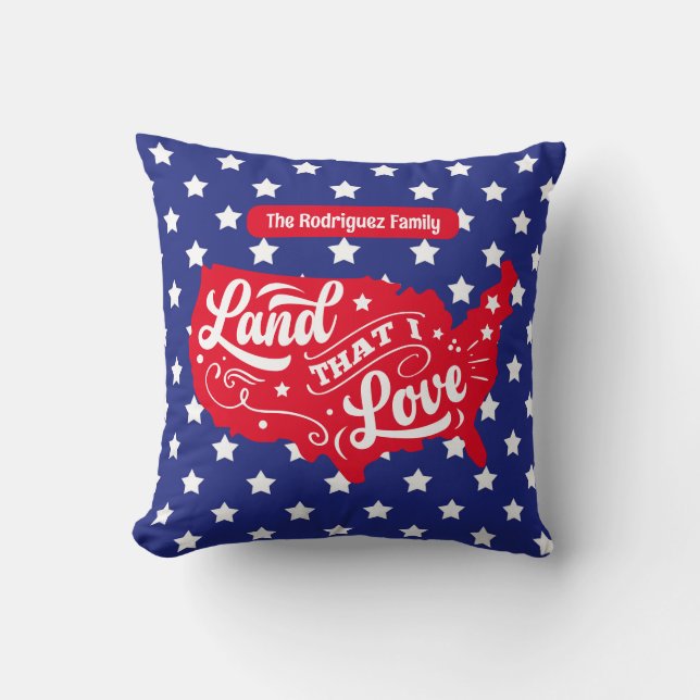 Red White & Blue Patriotic Stars USA 4:e Roligten Kudde (Framsida)
