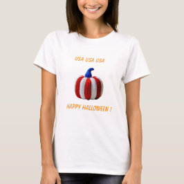 Red White & Blue Patriotic Yarn Pumpkin T Shirt