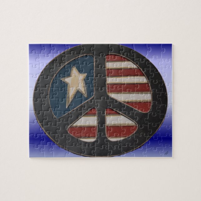 Red, White Blue Peace - Puzzle Pussel (Horisontell)