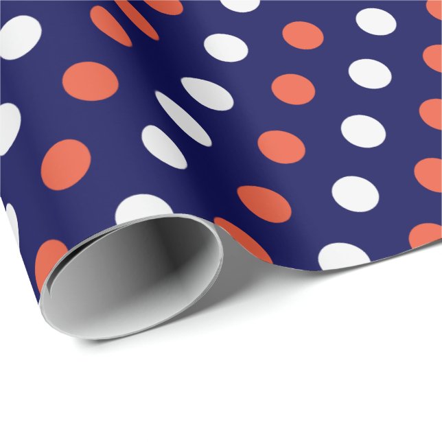 Red White & Blue Poklka Dot Gift Wrap Presentpapper (Rullad Hörn)