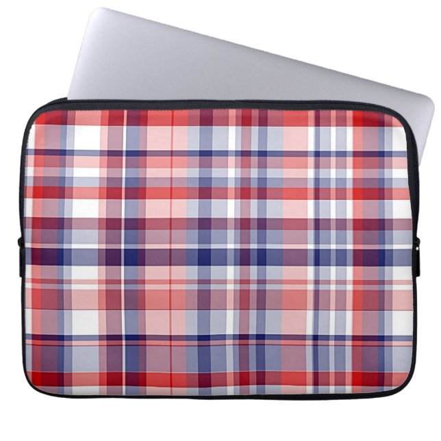 Red, White, Blue Preppy Madras Play Laptop Sleeve (Framsidan)