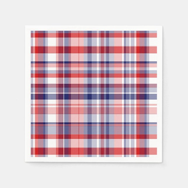Red, White, Blue Preppy Madras Play Pappersservett (Framsidan)