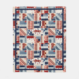 Red, White & Blue Quilt-look Fleece Blanket