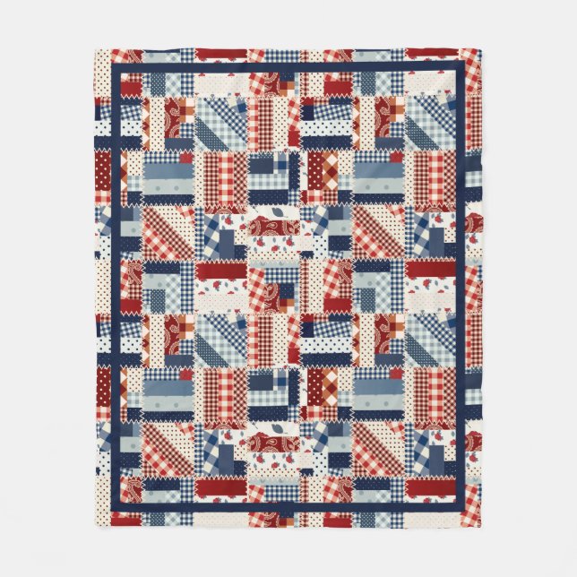Red, White & Blue Quilt-look Fleece Blanket (Framsidan)