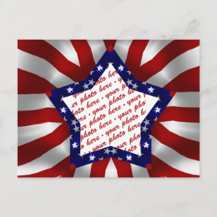 Red White & Blue Satin Star Photo Ram Vykort