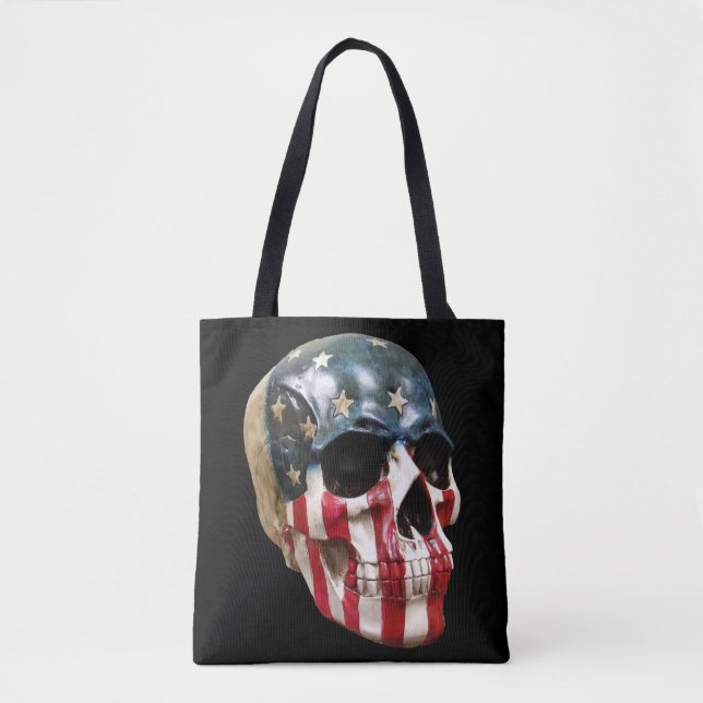 Red White & Blue Skull på en hel sida över utskriv Tygkasse (Framsida)