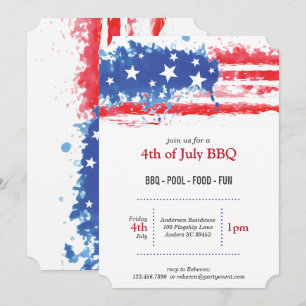 Red White & Blue Splatter American Flagga Inbjudningar
