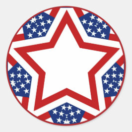 Red White & Blue Star Design för att lägga till te Runt Klistermärke