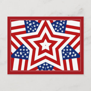 Red White & Blue Star Design för att lägga till te Vykort