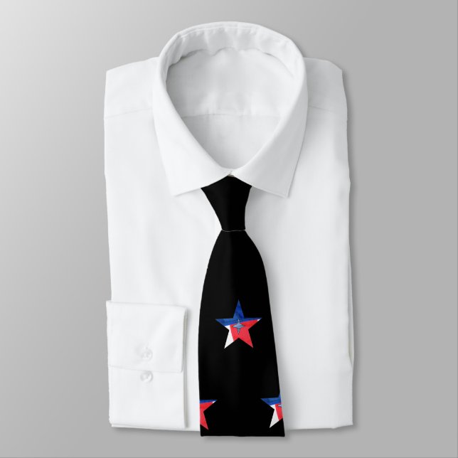 RED-WHITE-BLUE STAR necktie Slips (Bunden)