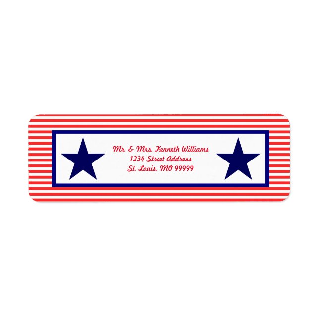 Red White & Blue Star - Returetiketter Returadress Etikett (Framsidan)