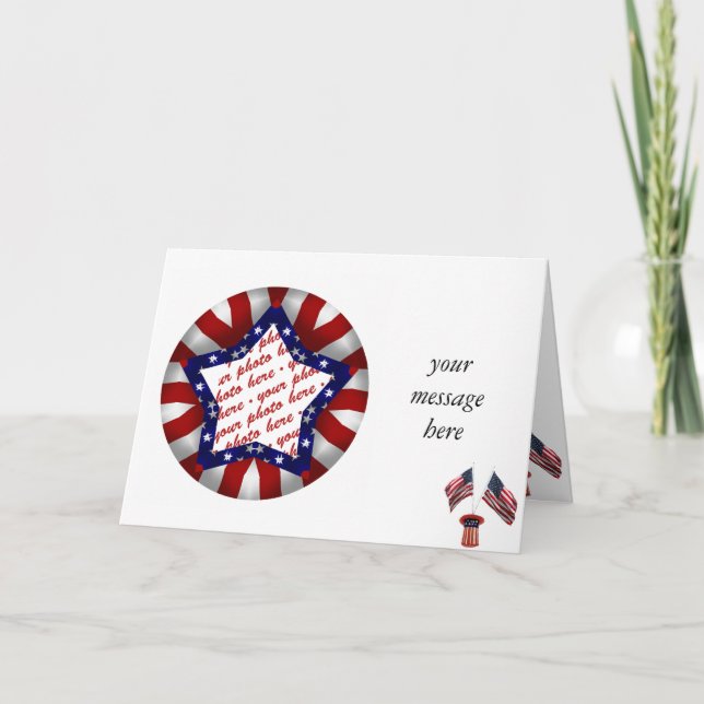 Red White & Blue Star Shapto Ram Kort (Framsida)