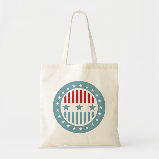 Red White & Blue Stars 4:e juli Tote Bag Tygkasse (Framsidan)