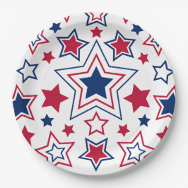 Red White & Blue Stars Pappra Tallrikar