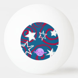 Red White & Blue Stars Rosa Pong Boll