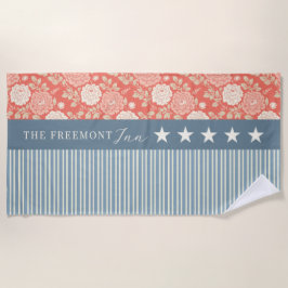 Red White Blue Stars Stripes Floral Block print 