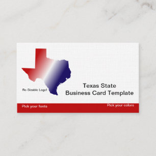 Red, White Blue State of Texas Logotyp Visitkort