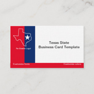 Red, White Blue State of Texas Logotyp Visitkort