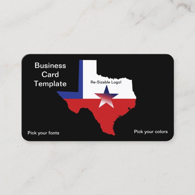Red, White Blue State of Texas Logotyp Visitkort (Framsida)