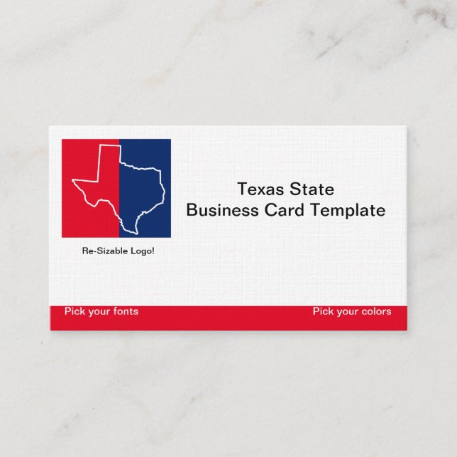 Red, White Blue State of Texas Logotyp Visitkort (Framsida)