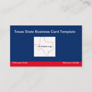 Red, White Blue State of Texas Visitkort
