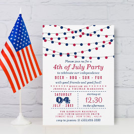 Red, White & Blue String Ljus 4:e juli Party Inbjudningar