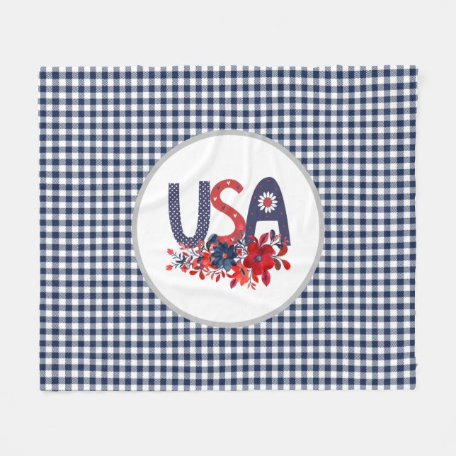 Red White & Blue USA Patriotic Bouquet Fleecefilt (Framsidan (Horisontell))