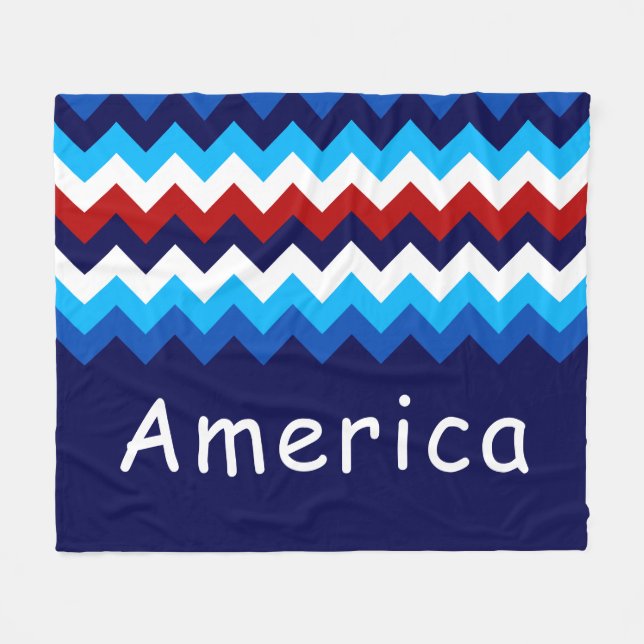 Red White Blue Zigzag Custom Medium Fleece Blanket (Framsidan (Horisontell))