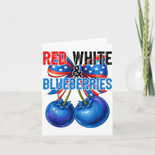 Red White Blueberries Funny Patriotic Retro Usa Hu Kort (Framsida)