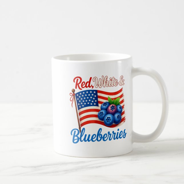 Red White Blueberries Funny Patriotic Usa Flag Vin Kaffemugg (Höger)
