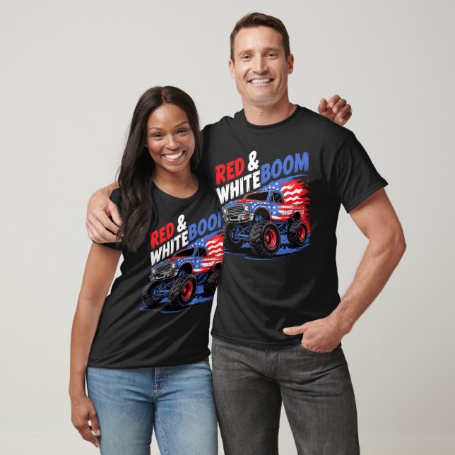 Red White Boom Monster Lastbil Tee (Unisex)