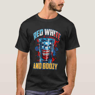Red White Boozy Patriotic American Whiskey Drinker T Shirt