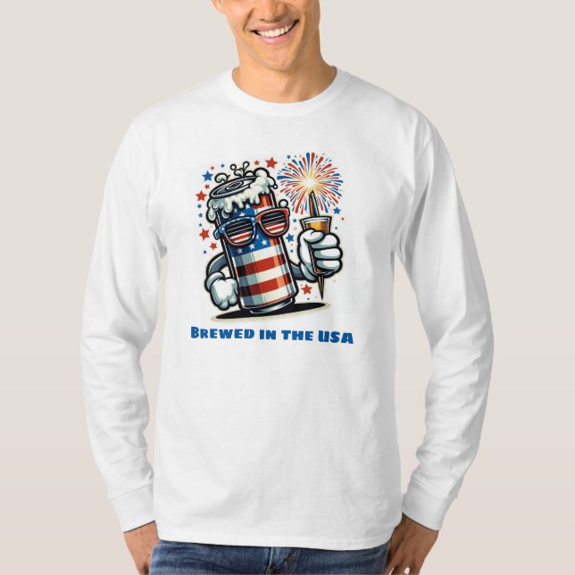 Red, White & Brew – Funny 4th of July Beer Lover T Shirt (Framsida)