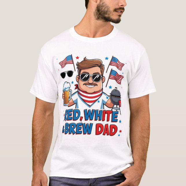 Red White & Brew Pappa Patriotic T-Shirt (Framsida)