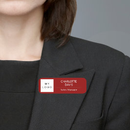 Red white business logotyp medarbetare modern namnbricka