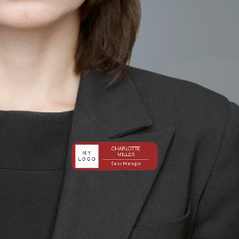 Red white business logotyp medarbetare modern namnbricka