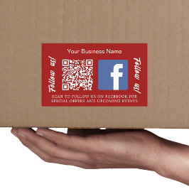 Red white business namn qr-kod Facebook Rektangulärt Klistermärke