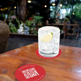 Red white business pub restaurangmenyns qr-kod underlägg papper rund