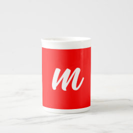 Red White Calligraphy Monogram Initial Brev Benporslin Mugg