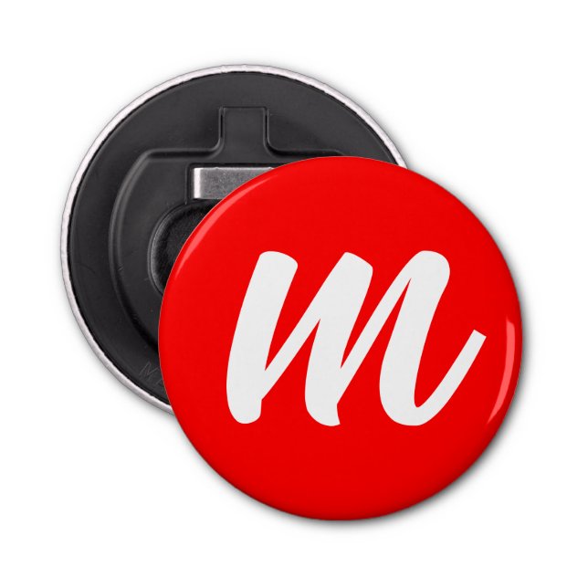 Red White Calligraphy Monogram Initial Brev Flasköppnare (Framsidan)