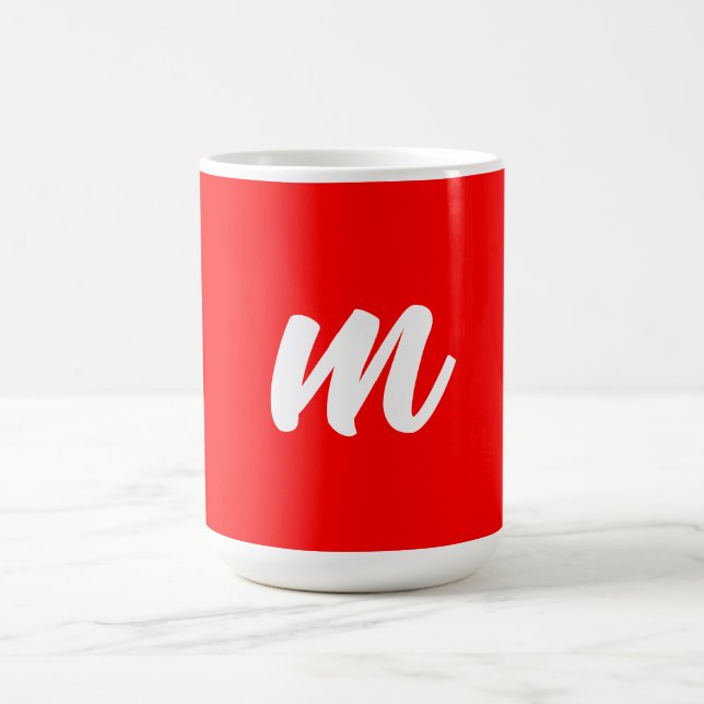 Red White Calligraphy Monogram Initial Brev Kaffemugg (Center)
