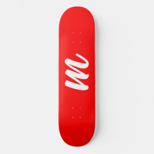 Red White Calligraphy Monogram Initial Brev Mini Skateboard Bräda 18,5 Cm