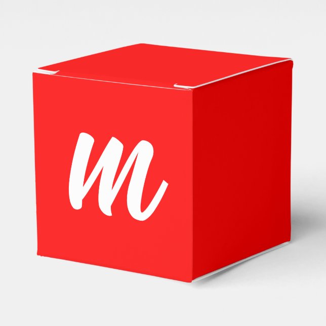 Red White Calligraphy Monogram Initial Brev Presentaskar (Framsidan Sidan)