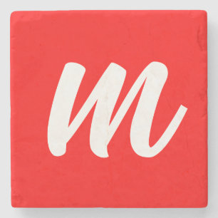 Red White Calligraphy Monogram Initial Brev Stenunderlägg