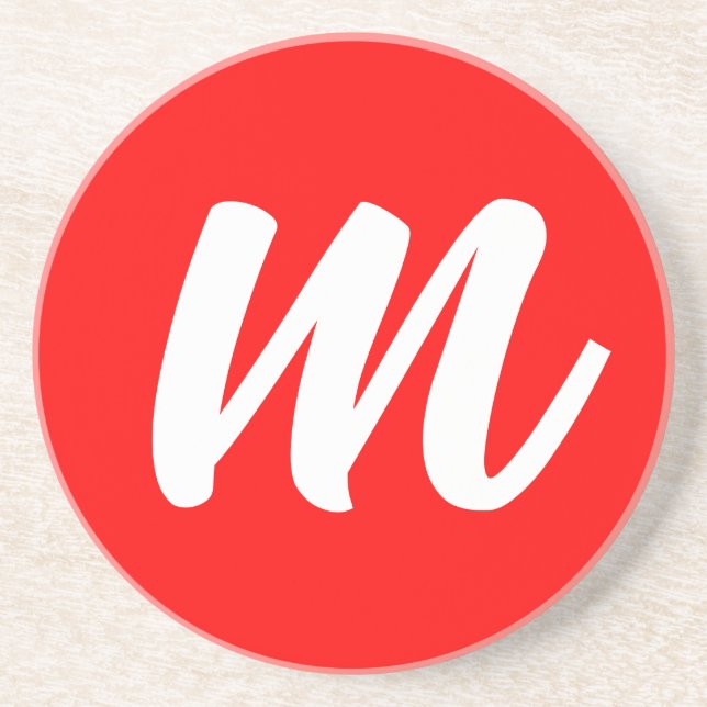 Red White Calligraphy Monogram Initial Brev Underlägg (Framsidan)