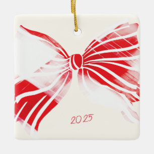 Red White Candy cane Big jul-julfoto Julgransprydnad Keramik