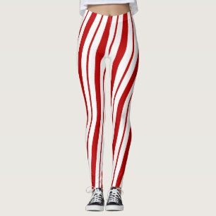 Red & White Candy cane Rand - julhelg Leggings