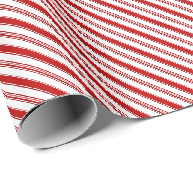 Red & White Candy cane Rand (liten ) Presentpapper (Rullad Hörn)